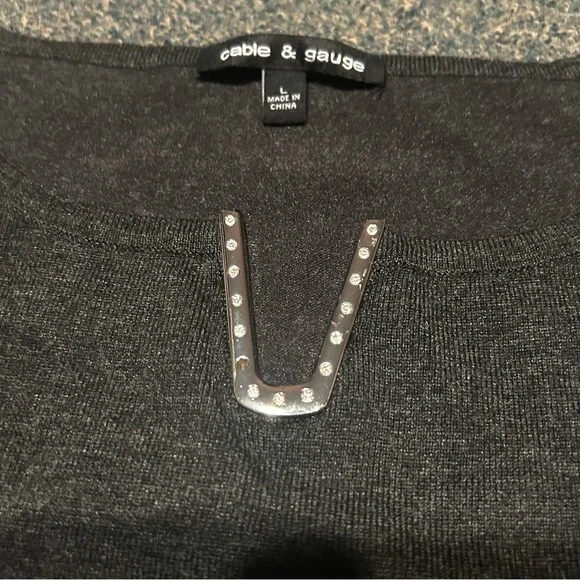 Cable & Gauge Charcoal Embellished Top - Picture 2 of 6